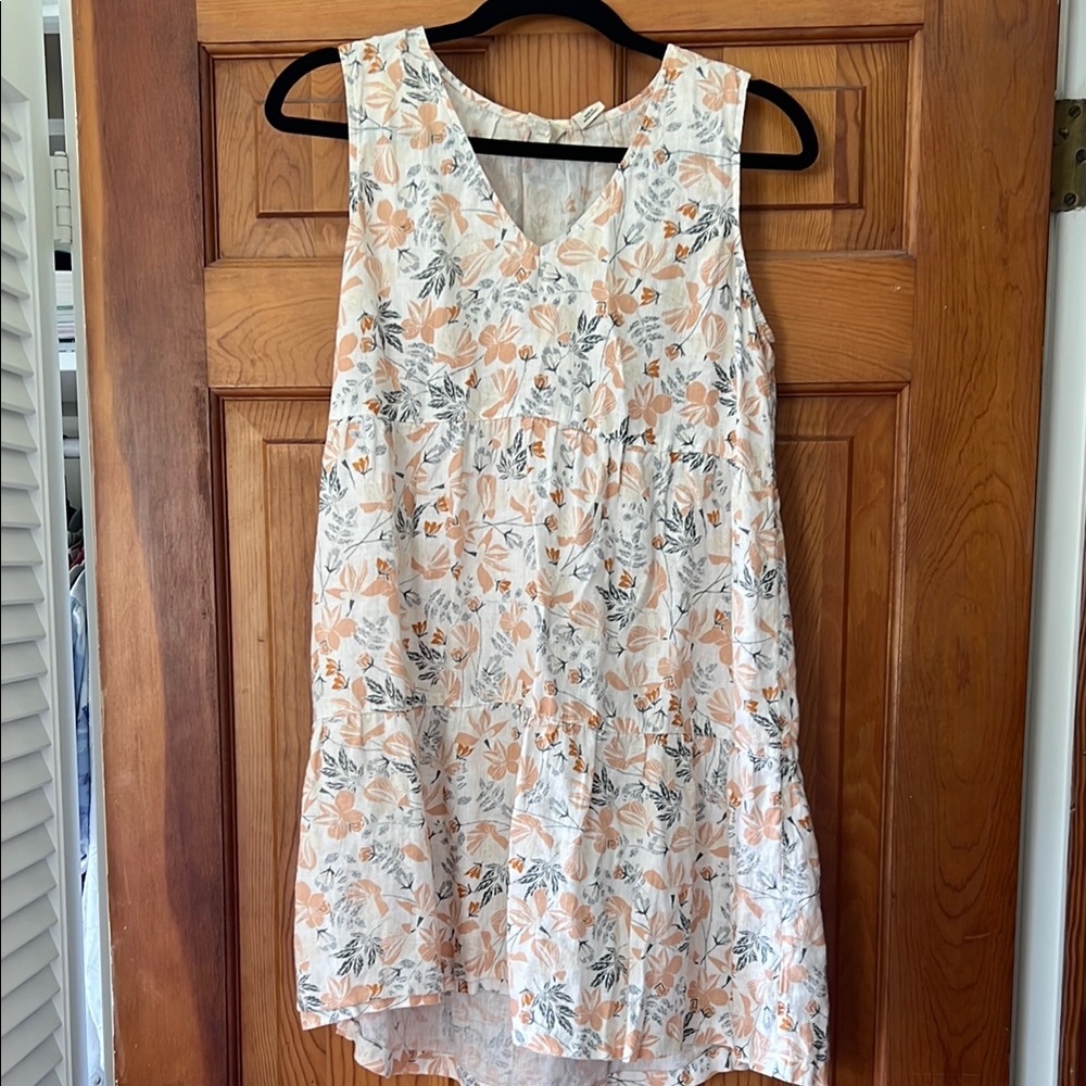 Floral Sleeveless Dress in Peach and Dusty Blue